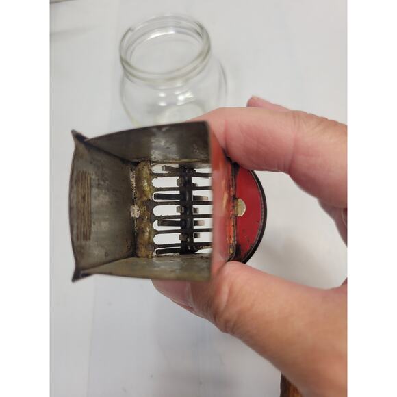 Vintage Nut Chopper Hazel Atlas Spice Grinder Metal Glass Jar - Picture 5 of 6